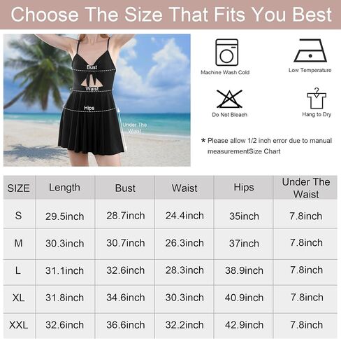Swim Romper with Built in Bra and Pockets, High Waisted Halter Front Tie Knot Swimdress Bathing Suit Black in Saudi Arabia