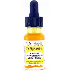 Dr. Ph. Martin's Radiant Concentrated Water Color (1A) Watercolor Bottle, 0.5 oz, Lemon Yellow, 1 Bottle