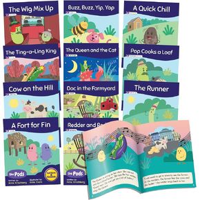 Junior Learning Decodable Readers The Pods – Phase 3 Phonics: The Science of Reading, Easy decodable Texts, Beginning Readers, with 12 Books, for Ages 5+, Grade K