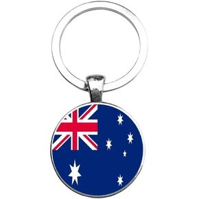 Art Attack Australian Flag Keychain, Australia National Team Down Under Shepherd Items Map Country Charm Pendant Key Chain Ring (Silver)
