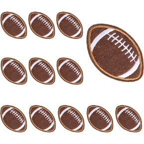12pcs Football Patches, Gold Edges Chenille Football Patches Iron On Patches DIY Embroidered Rugby Sport Sew On Applique for Clothes,Pants,Hat,Backpack, 1.46x2.2in
