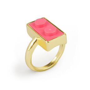 Golden Hug Gold Plated Ring. Aesthetic & Cute with a Original Coral Brick Piece. Ring adjustable from 6 to 8 Size. Unique, Original Design for a great gift for Women by Re-Do Bricks® (Bright Coral)