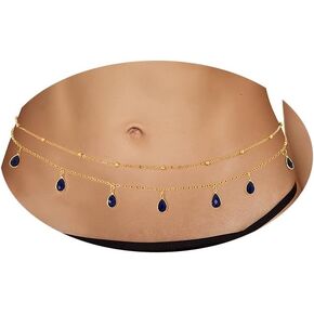 Rhinestone Belly Chain Gold Layered Crystal Waist Chains Adjustable Body Chain Body Jewelry Accessories for Women
