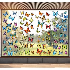 86Pcs Spring Butterfly Window Clings Anti-Collision Window Decals Double-Sided Window Stickers to Prevent Bird Strikes on Window Glass Non-Adhesive Static Clings Stickers for Home Window Glass
