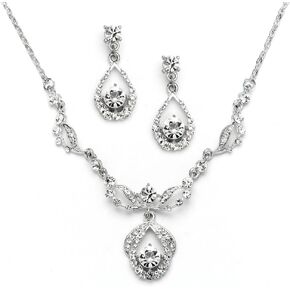 مجموعة مجوهرات الزفاف من Mariell Vintage Crystal قلادة وأقراط للعرائس ووصيفات العروس والحفلات الراقصة in Kuwait