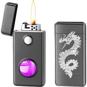 Vintage Kerosene Lighter, Creative One-Button Ignition Type-C Rechargeable Lighter, Refillable Kerosene Trench Lighter with Visible Fuel Tank,Cool Unique Vintage Lighters for Gifts Collection-Rainbow