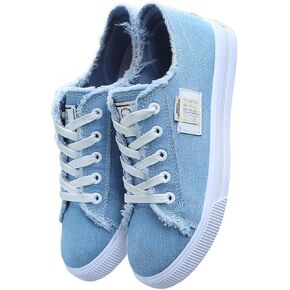 Women's Canvas Shoes Fringed Hem Denim Fabric Autumn Style Spring Casual Sports Preppy Flat Sneakers for Students