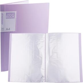 A4 Binder with Plastic Sleeves,Presentation Folders with 30 Pocket Clear Sheet Protectors, Display 60 Pages Book, Presentation Book for Artwork, Document Organizer Binder(Color:Purple)