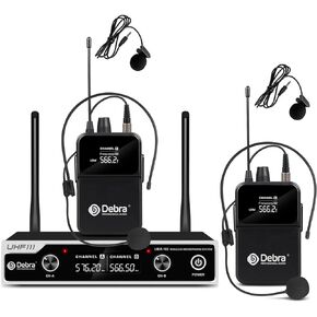 D Debra Wireless Microphone System UHF UBR-102 with Cordless Handheld Lavalier Headset Mics, 260ft Range, Suitable for Church, Lectures, Karaoke, Weddings, DJ, and Bars (1 Handheld & 1 Bodypack)