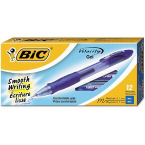 BIC Gel-ocity Retractable Gel Pen, Medium Point (0.7 mm), Blue, 24-Count