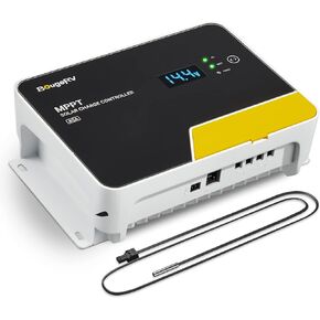 BougeRV MPPT Solar Charge Controller 40A, with Remote APP Control, Backlit LCD Display, Temperature Sensor, 12V/24V/36V/48V Battery Regulator, for LiFePO4, SLD, AGM, FLD, Gel Battery, Negative Ground