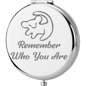 TGBJE Lion Inspiration Gift The Movie Quote Pocket Mirror Remeber Who You are Gift for Lion Fans Lion King Compact Mirror for Her (Lion King Mirror)