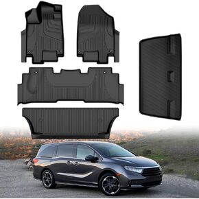 AOMSAZTO Cargo Liner Compatible with Honda Odyssey 2018 2019 2020 2021 2022 2023 2024, Custom Fit All Weather Trunk Mat | Upgraded TPE Cargo Mat Trunk Liner, Black