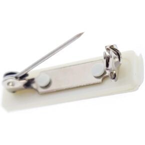 50 Pack - Premium Safety Bar Pins with Adhesive Sticky Back & Metal Locking Clasp - Blank Safety Pin Backing for ID Badges, Nametags, Ribbons, and Crafting by Specialist ID