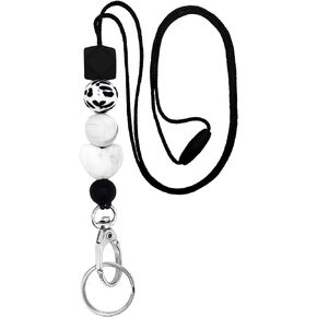 BIHRTC Lanyards for Keys Retractable Badge Holders Neck Lanyard Teacher Breakaway Lanyards Id Badges and Keys Cute Silicone Beaded Lanyard Badge Lanyards Neck Lanyard