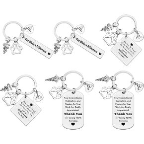 6 Pcs Veterinarian Gifts Vet Tech Appreciation Gifts Keychain Thank You Gifts for Veterinarian Assistant Nurse Veterinary Staff Gifts Vet Tech Week Gift Leaving Retirement Christmas Birthday Gift