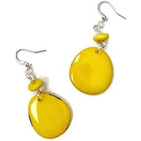 Earrings in Yellow, Vegetable Ivory Dangle Earrings Tag222