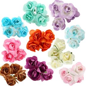 CCINEE 100pcs 3/5 Inch Assorted Colors Mini Paper Flowers Artificial Paper Flowers for Crafts and Decoration 10 Colors