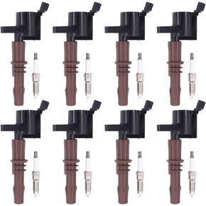 ApplianPar Ignition Coil and Spark Plug for Ford F150 F250 F350 F450 F550 Mustang Expedition Explorer 4.6 5.4 V8