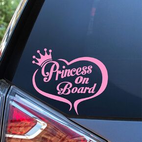Sunset Graphics & Decals Princess On Board Decal Vinyl Car Sticker | Cars Trucks Vans Walls Laptop | Light Pink | 5.5 inches | SGD000167