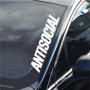 Anti Social Side A Pillar Windshield Banner | Vinyl Decal/Sticker Graphic, Cursive/Script for Car and Truck Window Livery Accessory