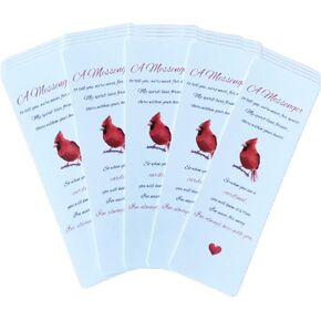 Red Cardinal Bookmarks with Sympathy Poem - Funeral Favors for Guests - Bulk Set of 20 - Hand Out at Celebration of Life, Memorial