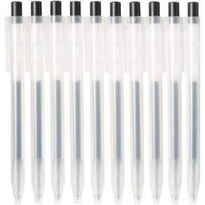 Smooth Gel Ink Ballpoint Pen Knock Type Retractable 10-Pieces Set, 0.5 mm Nib Size, Black