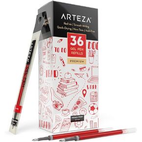 ARTEZA Red Gel Pens Pack of 24, 0.7mm Medium Point, Quick Drying Ink for Smooth Writing, Office & School Supplies