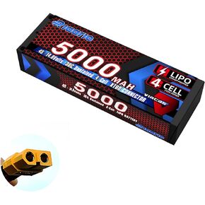 AMORIL 4S Lipo Battery 5000mAh 14.8V 50C XT60 RC Lipo Battery Compatible with RC Helicopter Airplane Car Boat Truck(1 pc)