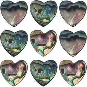 SUNNYCLUE 1 Box 10Pcs Natural Abalone Shell Heart Shape Beads Paua Shell Flat Colorful Loose Spacer Charms Hole Drilled for Jewelry Making Bracelets Necklaces Keychain Supplies Accessories