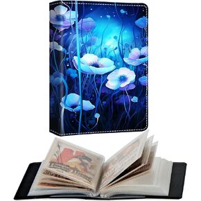 Photo Album 5x3.5" 80 Photos Pockets PU Leather Cover Photo Albums with Inner Transparent Pockets and Elastic Band Design for Family Anniversary Wedding Baby Pets,Turtle Corals