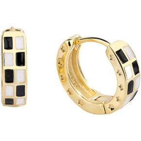 Black and White Checkerboard Earrings Simple For Women Teen Girl Hypoallergenic Personality Earrings Versatile