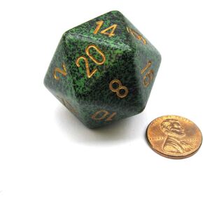Chessex 34mm Large D20 Speckled Dice, 1 Die - Golden Recon