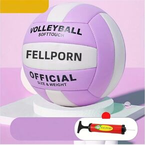 Volleyball Size 5 PU Leather Soft Indoor Outdoor Volleyballs Sports Training Game Play Ball for Adult Beginner, Teenager,