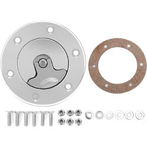 KIMISS 35.5mm 6‑Bolts Fuel Cell Tank Cap Cover,Stainless Steel Gas Caps Tank Cap Flush Mount Cap Flush Mount Universal for Car (Silver)