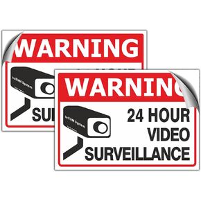EVM 2 Pack 6x8 inch Video Surveillance Warning Sign Sticker - Premium Self-Adhesive Vinyl, Laminated for Ultimate UV Protection, Weather, Scratch, Water & Fade Resistance, Indoor & Outdoor