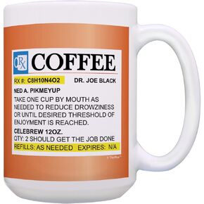 ThisWear Coffee Lovers Gifts Prescription Coffee RX Pill Bottle Pharmacist Gift 11oz Ceramic Coffee Mug
