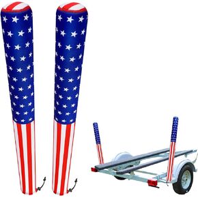 48" USA Boat Trailer Guide Pole Pad and Cover- Heavy Duty Neoprene Boat Trailer Capped Guide Protective Cover- 4th of July American Flag Marine Trailer Guide Poles Pad for Sailboat Trailer (Set of 2)