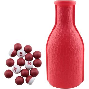 1PC Billiard Pool Shaker Pool Snooker Billiard Table Kelly Pool Shaker Bottle with 16PCS Billiards Number Dice Tally Peas Red