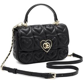 FOXLOVER Small Quilted Crossbody Bags for Women Trendy Women's Shoulder Handbags Heart-shaped Twist Button Lightweight