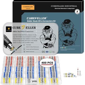 CUBEFELLER® Heat Shrink Wire Connectors,180 Pcs Solder Seal Butt Connectors Kit,Marine Waterproof Electrical Connectors, Solder Seal Wire Connectors Kit for Wire Splice