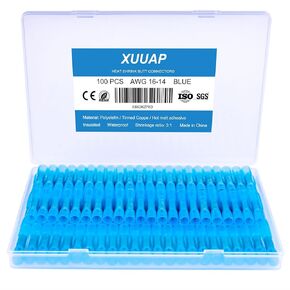 150 قطعة 26-24 AWG موصلات بعقب صغيرة الحجم، أطراف توصيل أسلاك كهربائية نحاسية مجعدة بالحرارة معزولة مقاومة للماء (أبيض)