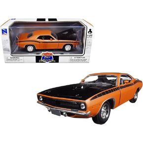 New Ray 71875 1970 Plymouth Cuda Orange with Black 1/24 Diecast Model Car