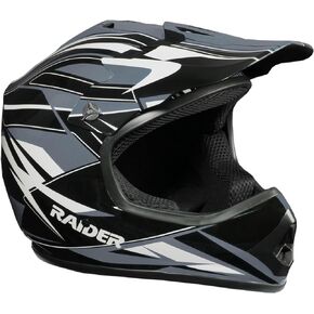 Raider 2131914 GX3 Unisex-Child MX Off-Road Helmet (Black/Silver, Youth Medium)