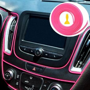 10Ft (3m) Pink Molding Gap Trim for Car Edges Decorative DIY Flexible Strip (Pink)