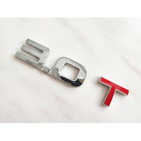 2X 2.0T Emblem Emblem Emblem Emblem 3D Emblem Decal Sticker Suitable for Cars and Trucks (Silver Red)