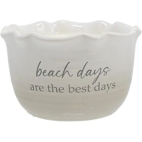 Pavilion - Beach Days 11-Ounce Wax Reveal Natural Soy Wax Double Wick Candle, Jasmine Scented, Hidden Message Candle, 1 Count, 4.75 x 4.75 x 2.75-inch, Beige