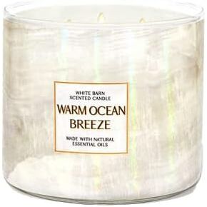 Bath & Body Works, White Barn 3-Wick Candle w/Essential Oils - 14.5 oz - 2022 Spring Scents (Warm Ocean Breeze)