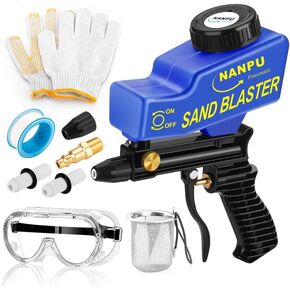 NANPU Air Sand Blaster Gun with Gravity Feed - Ceramic Nozzle, Metal Body | for Paint, Rust Removal, and Glass Etching | Versatile for Aluminum, Sand, Walnut Shells, and Soda Blasting Applications