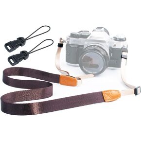 Film Camera Strap,Quick Release Slim Thin Adjustable Camera Neck Strap for Women Men SLR DSLR Mirrorless Cameras Binoculars(Brown)
